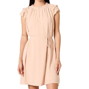 Amazon Essentials Pink Ruched Tie Front Mini Dress